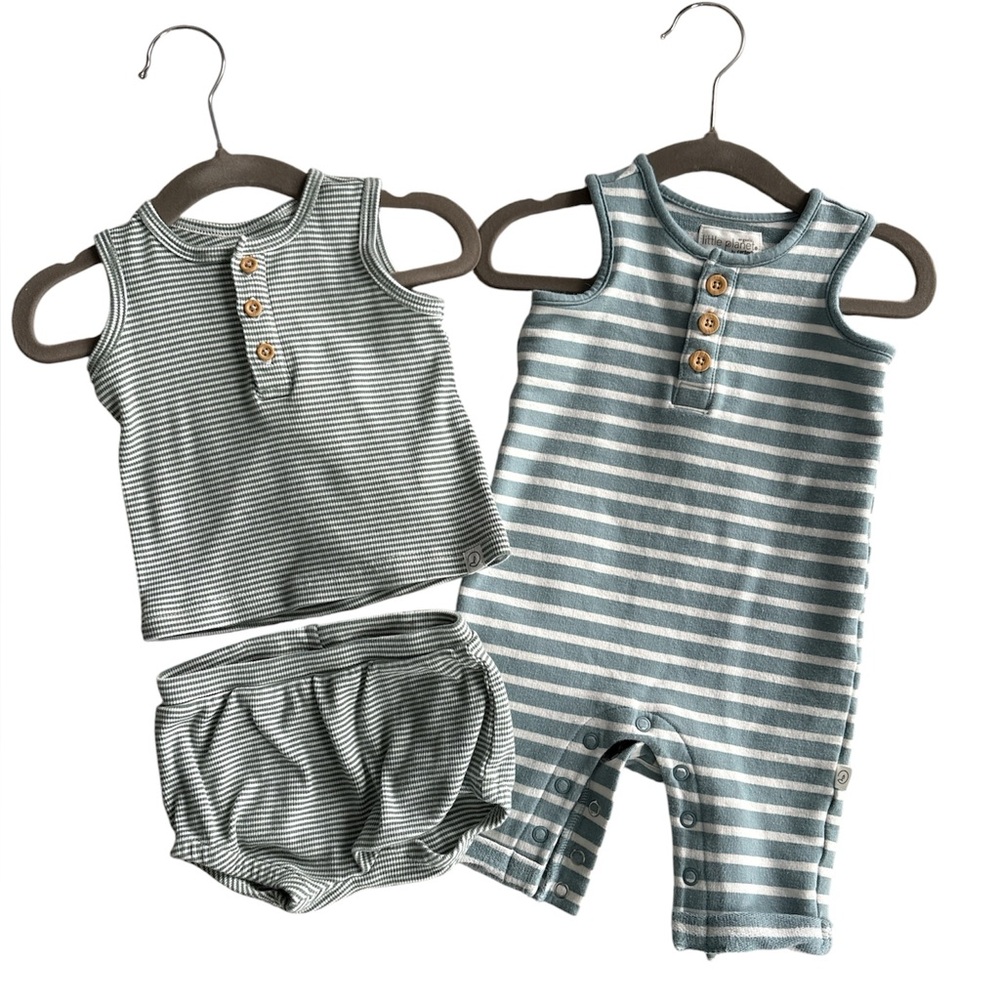 Little Planet Striped Baby Outfit Bundle 0-3 Months